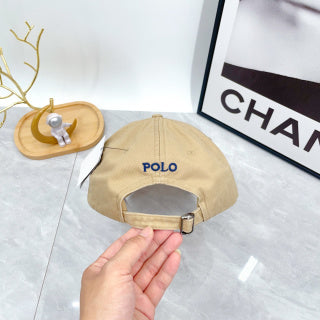Ralph Lauren Hat Oat Beige Blue Pony Low-Profile Baseball Cap