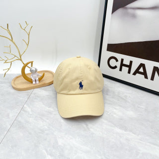 Ralph Lauren Hat Pale Sand Navy Pony Curved Brim Cap