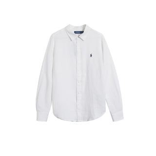 Ralph Lauren Shirt Washed Linen Classic Button Down Long Sleeve Shirt